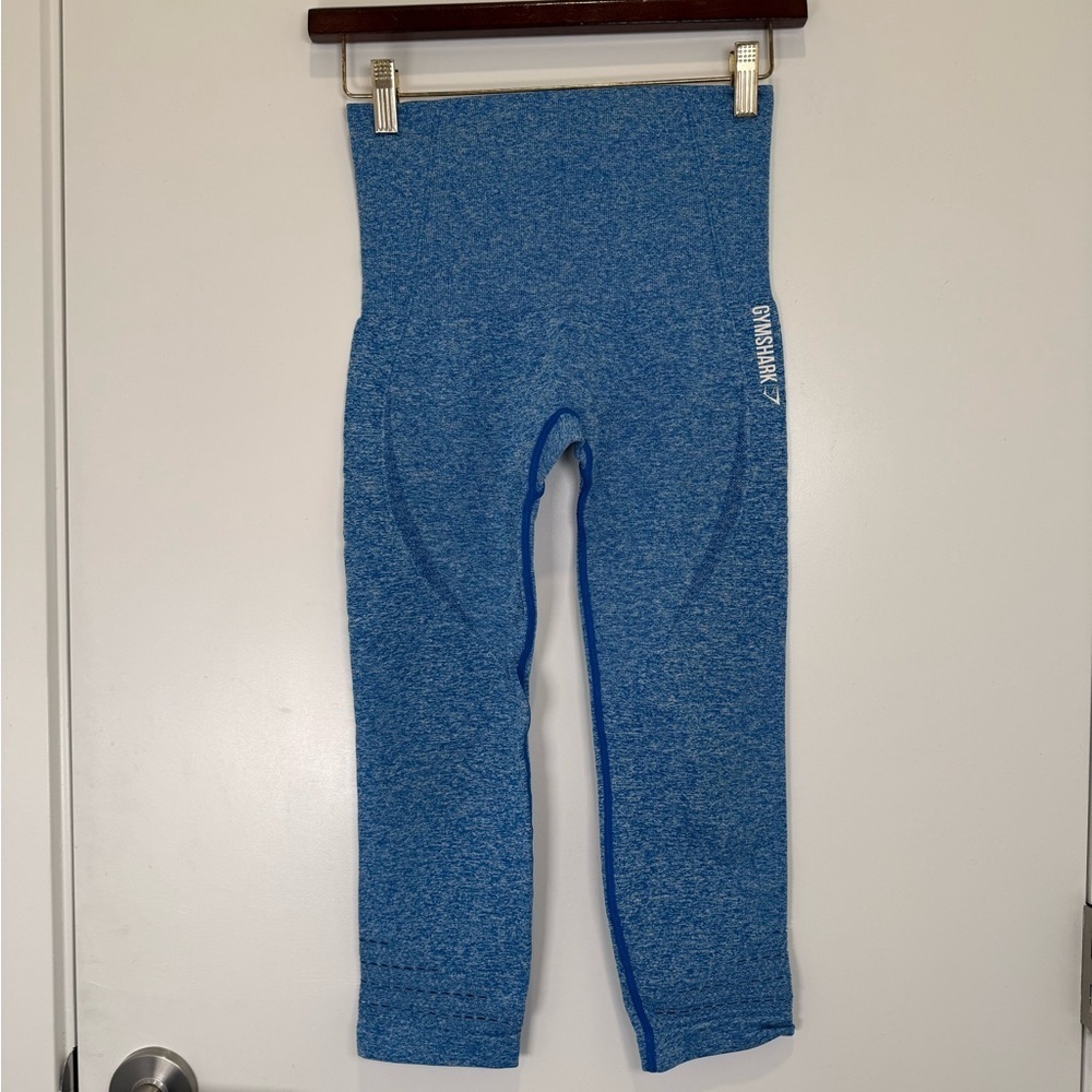 Gymshark Women’s Marked Blue Cropped Athletic Leggings Sz XS Athleisure
